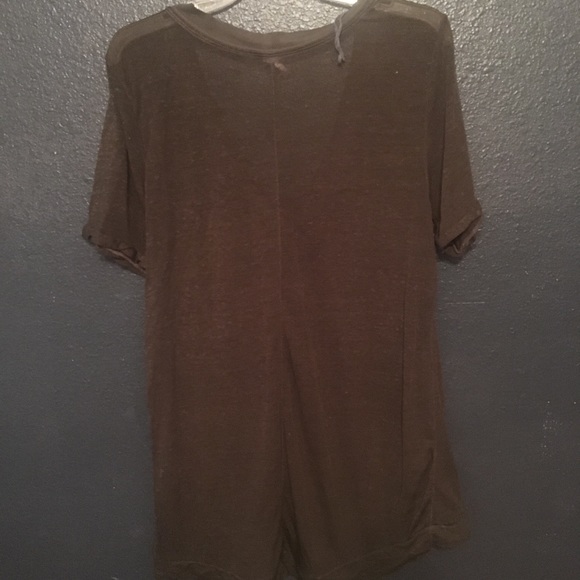 Free People, sheer, charcoal vneck tee - Picture 3 of 3